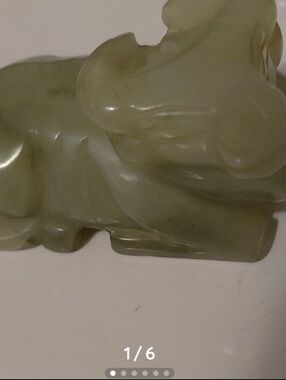 vintage Carved Jade Foo Dog Figurine in Light Green